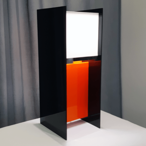 Luminária Cubo Alta - Acrílico Base Laranja - RSF